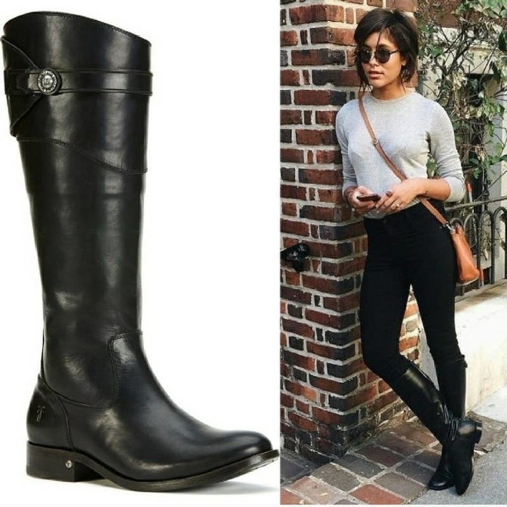 Frye Molly Button Tall Riding Boots in Black
